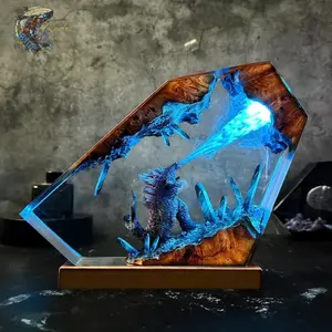 Unique Polygonal Monster Night Lamp - Handmade LED Decoration for Sci-Fi Fans