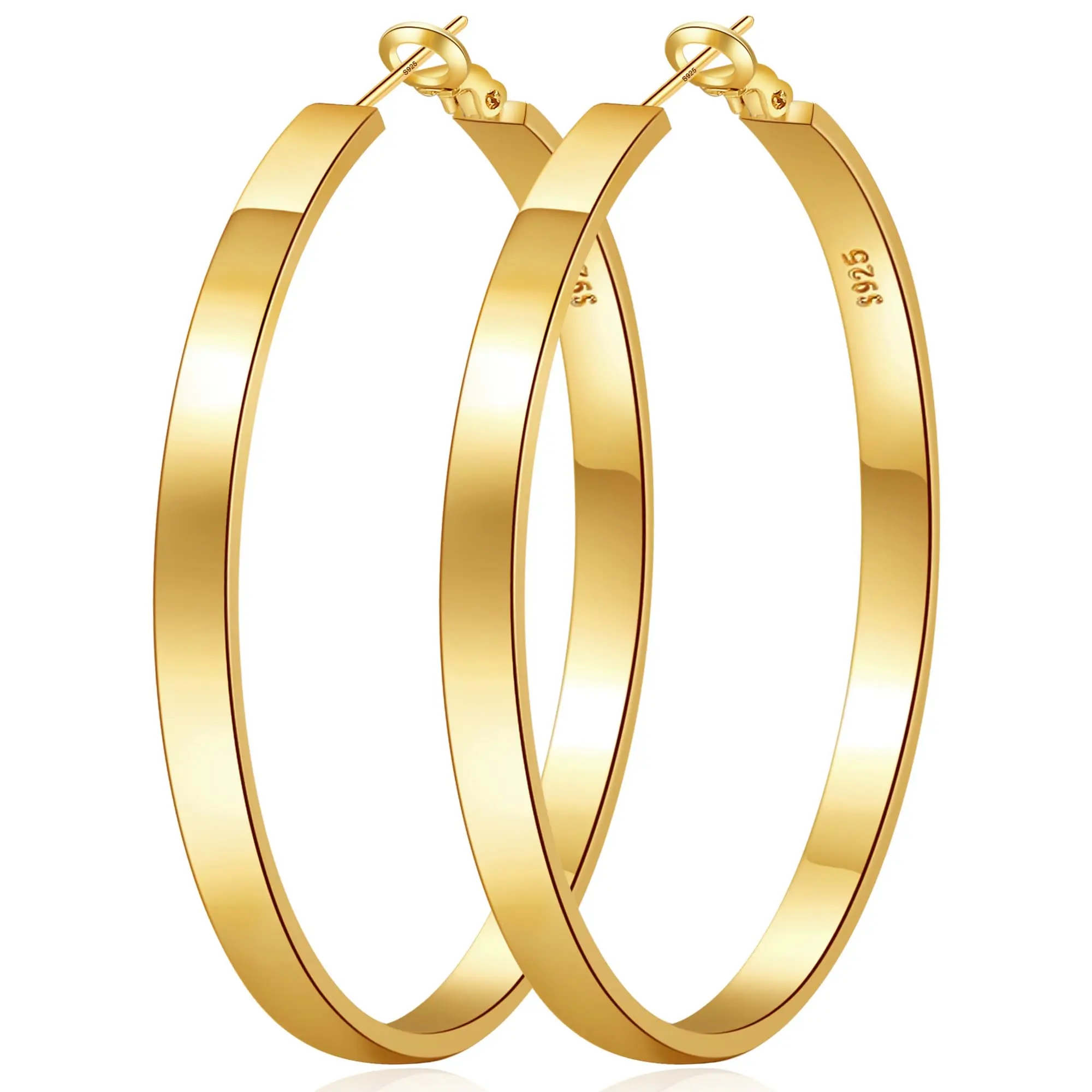 50mm wide silver ring earrings, lightweight 925 pure silver ring earrings, women's hypoallergenic large thin ring earrings are perfect gifts for women on Valentine's Day