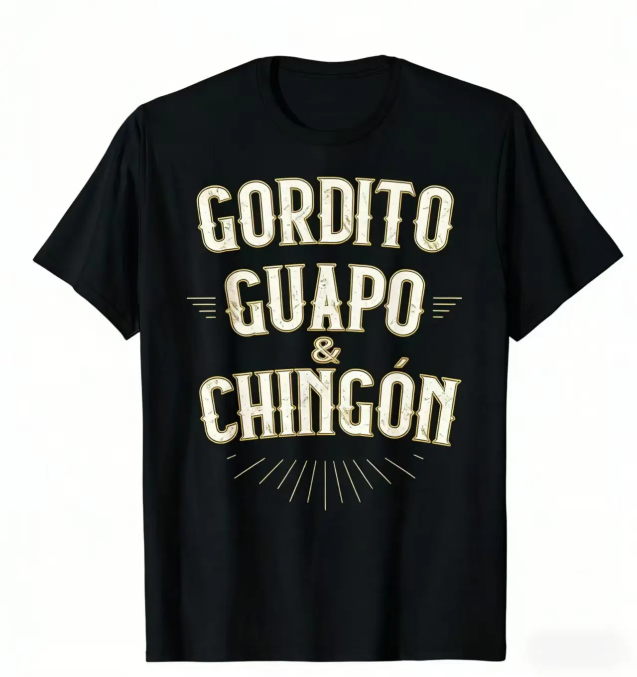 Men's Funny Mexican Graphic T-Shirt, 'Chubby Handsome Awesome' Slogan Print, Casual Soft Short Sleeve Top, Tshirt, Shortsleeve, Menswear, Round Neck