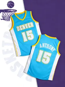 Men's Basketball Jersey Blue No Sleeve Loose Fit Breathable Letter Pattern S-Xxxl Casual Sports Training Uniform Sports Top Athletic Activewear