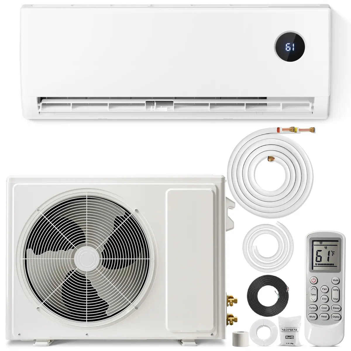 Mini Split Air Conditioner, 12000 BTU Ductless Inverter AC/Heating System with Heat Pump, 19 SEER2 Energy Efficient 115V Quiet Ac Unit Up to 750 Sq.Ft with Installation Kit