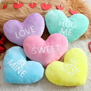 Valentines Heart Pillows Gift 5 Pcs Plush Heart Shape Pillow with LOVE Letter Soft Throw Pillow for Sofa Couch Bed Office Car Dorm Room Home Decor Romantic Decor Cushion Birthday Party Anniversaries Dates Valentine‘s Day Gift for Couple Teens Student