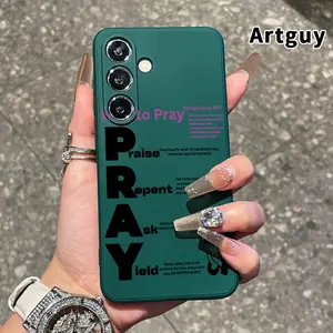 Prayer Essence Guide Pattern Phone Case Compatible with Samsung Galaxy S23 Ultra S24 Plus S25 S22+ Shockproof Non Slip Military-Grade Protection Silicone Cover