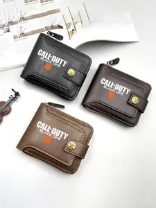 Call of Duty Black Ops Printed Leather Wallet, Durable Bifold Wallet, for Casual and Outdoor Use Ideal for Gaming Enthusiasts Perfect Gift for Father's Day Christmas Special Occasions with Durable Zipper Closure and Military Button Design