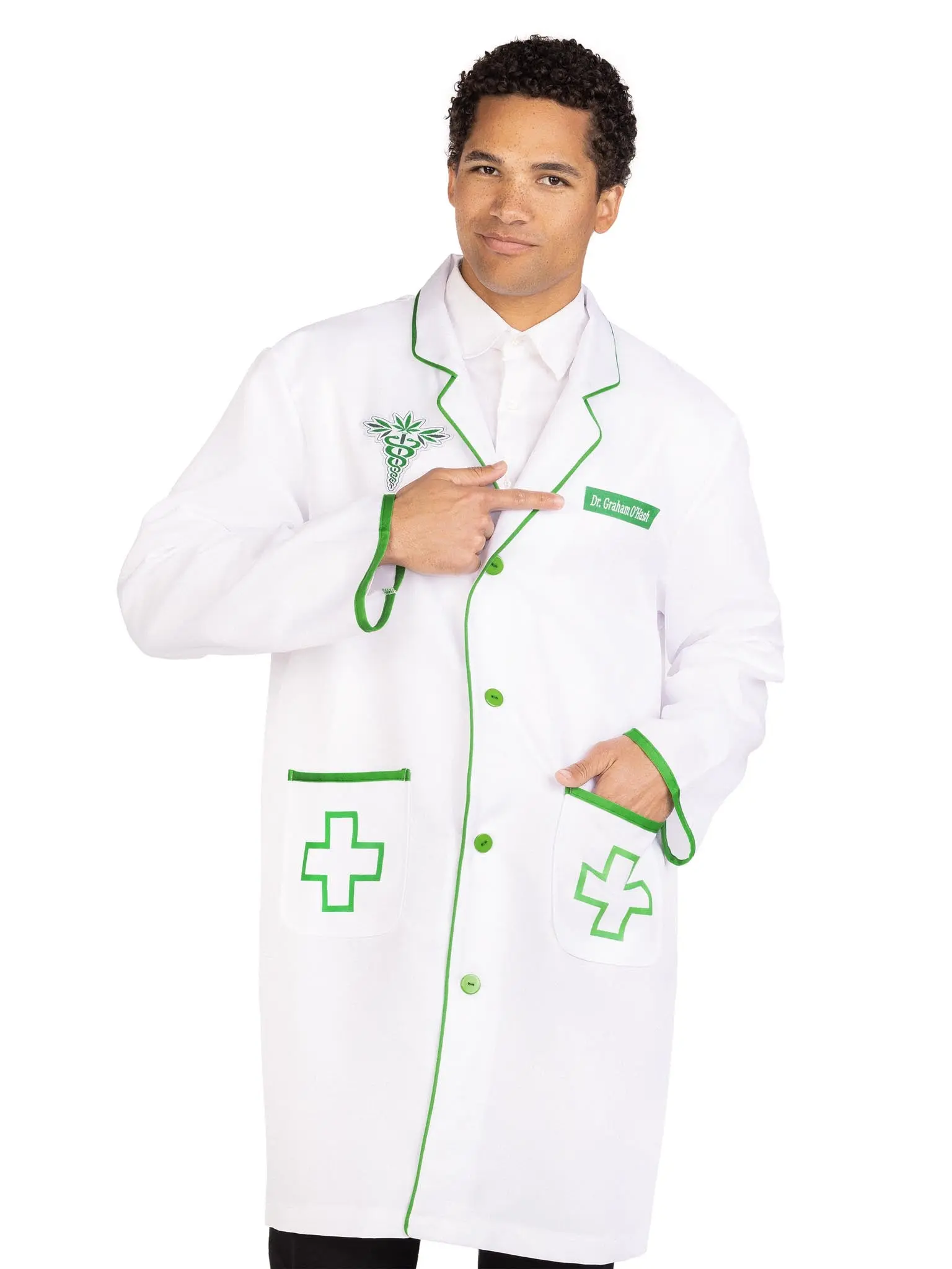 Men's Outerwear Costume Jacket for Halloween, Funny Doctor or Nurse Roleplay, Casual Solid Menswear Coat for a Coordinated Costume Set, Badge, Embroidery, Costume Ideas, Relaxed Fit