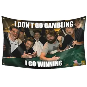 Hangover 3x5Ft Flag Solgan "IDON'T GO GAMBLING IGO WINNING "Wall Tapestry Signs for Living Room Bedroom College Dorm Men Cave Decor Banner Home Gift Decoration Items Hanging