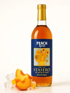 Stasero Peach Syrup 25.4 fl oz Bottle - Concentrate for Coffee Espresso Teas Italian Sodas Lemonades Shakes Frappes Desserts and More Beverage