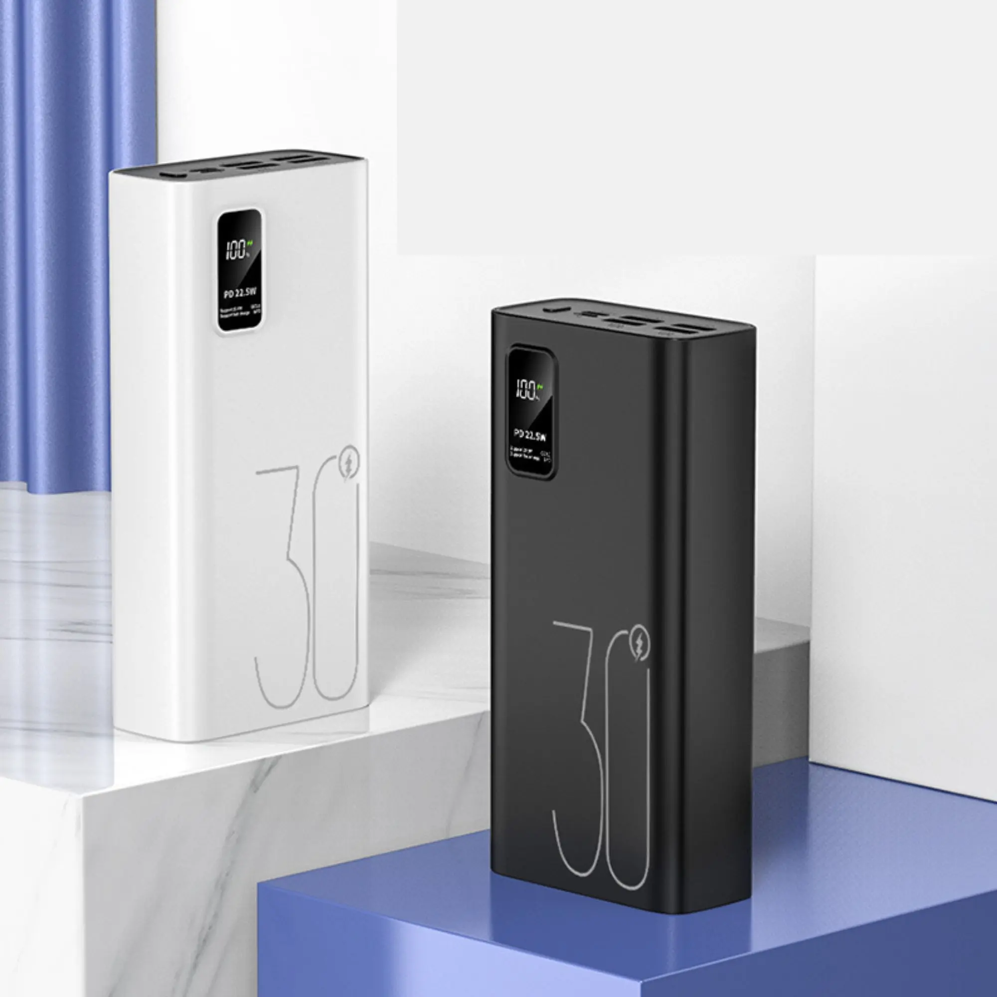 Portable 30000mAh Power Bank with 4 USB Ports - Unleash Unlimited Power On-The-Go! Lithium Charging