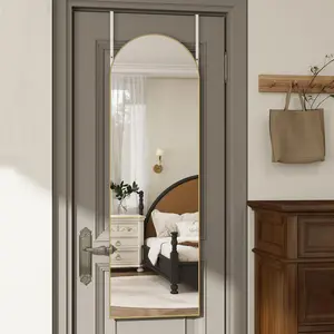 48"x14" Over the Door Full Length Arch Gold Mirror Hanging Behind Door Wall Mirror for Closet Bedroom Living Room