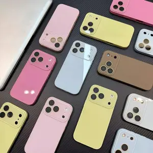 Luxury crystal texture mobile phone case, skin-feeling solid color mobile phone case suitable for iPhone17/16/15/14/13 Plus/Air/ProMax/Pro series, solid color mobile phone protective cover