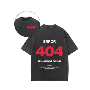 's Funny 404 Error Computer Code T-Shirt - Pink Tech Humor Tee with "Error 404 Human Not Found" Print, 230g Heavy Washed Short Sleeve Shirt for Programmers, Casual Wear & Gifts (Halloween/Christmas)