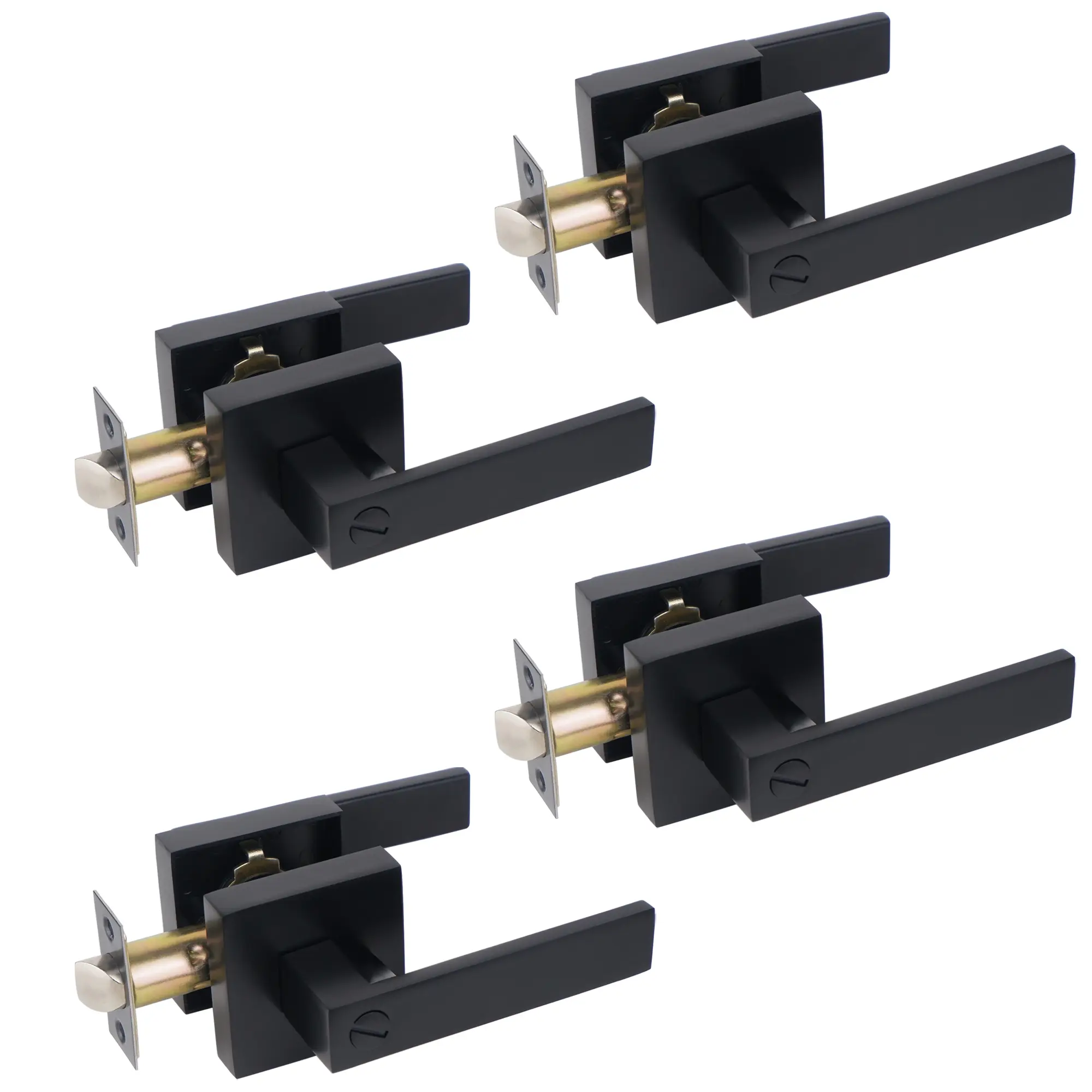 4pcs Matte Black Door Handle Heavy Duty Door Lever Privacy Door Lock Set Door Hardware, Left or Right Handing Door Handles, Interior Door Handle