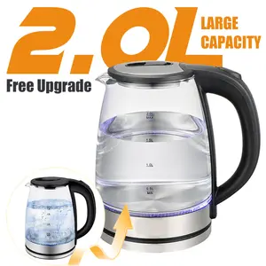 Electric Kettle Water Boiler, 1.8L&2.0L Electric Tea Kettle, Wide Opening Hot WaterBoiler with LED Light, Auto Shut-Off & Boil DryProtection, Glass Black Household boil-dry keepwarm Kitchen Appliances