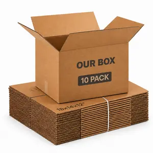 BOX Medium Moving Boxes 18" x 14" x 12" – 10-Pack Corrugated Cardboard Boxes for Shipping, Mailing, Packing, Moving & Storage