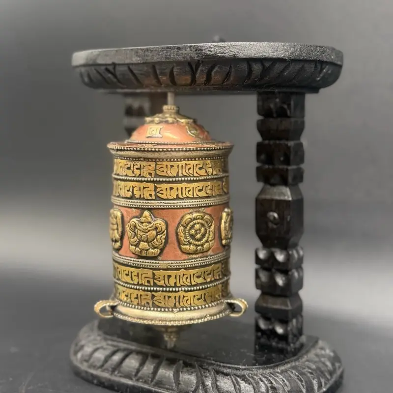 Buddhist Mane Copper Ornament with Intricate Design and Colorful Accents for Spiritual Decor and Worship