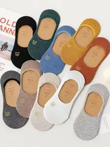 Women's 10 Pairs Cartoon Cat Print Invisible Socks, Non-slip Ankle Socks, Basic Sock Packs Soft and Comfort Breathable Knit Crew Socks, Socks Set