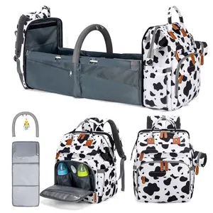 KABAQOO Baby Diaper Bag Backpack for Girls Boys  Multifunction Waterproof Travel Diaper Bag with a mosquito net & Portable Changing Pad and Stroller Straps