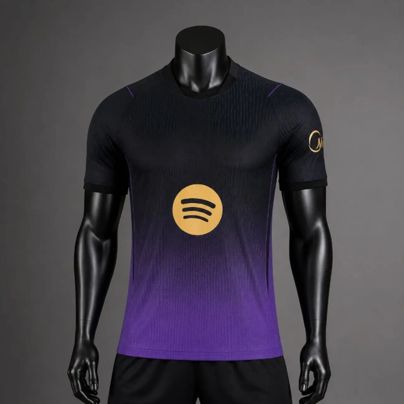 [FULL LOGO] 2026-27 Purple Black Soccer Jersey, Gold Detail Football Shirt, Short Sleeve Athletic Fan Jersey, Premium Sportswear Top for Men & Women, Classic Away Style