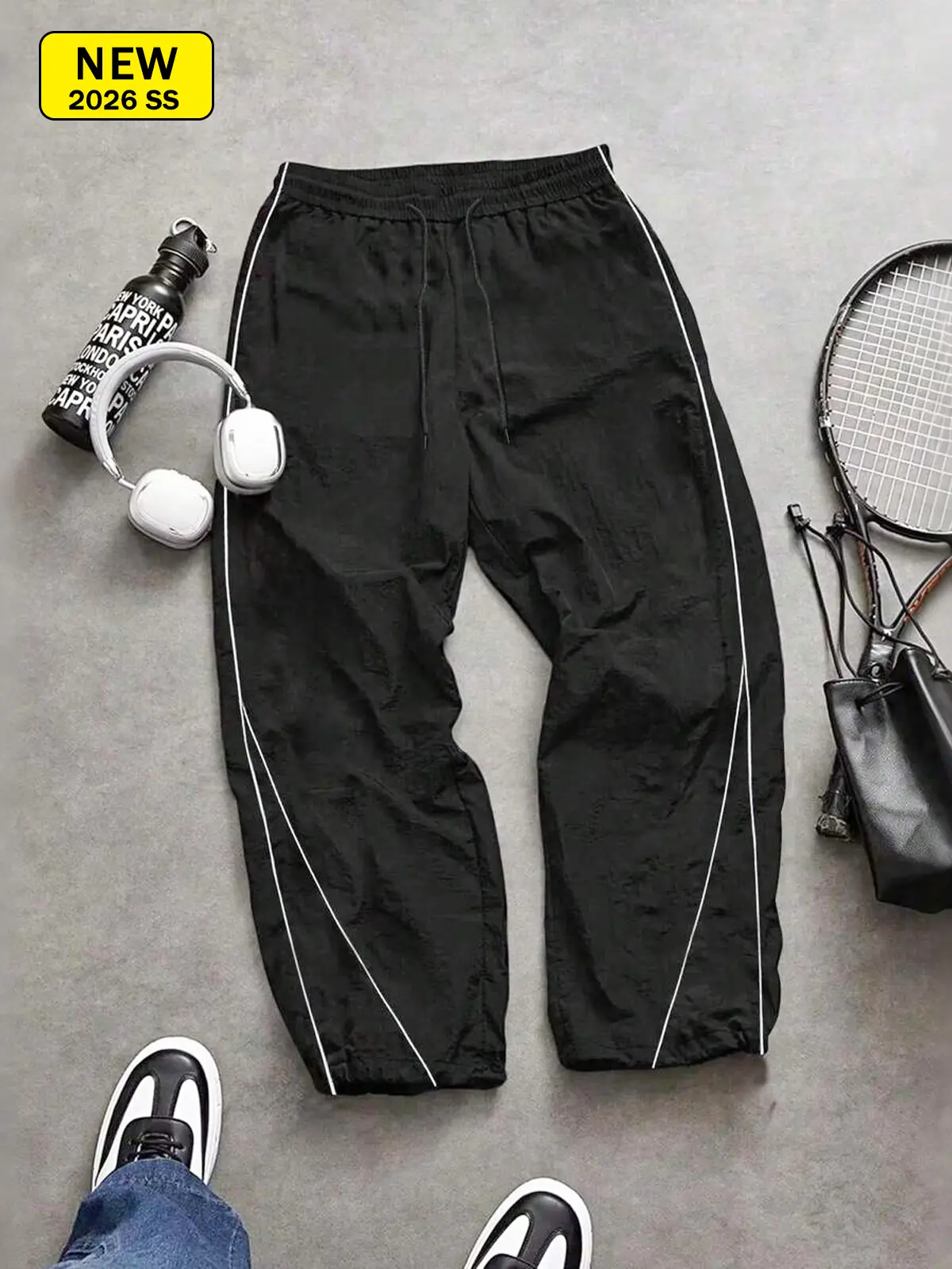 Men’s summer outdoor quick-dry casual athletic long pants, loose straight jogger pants
