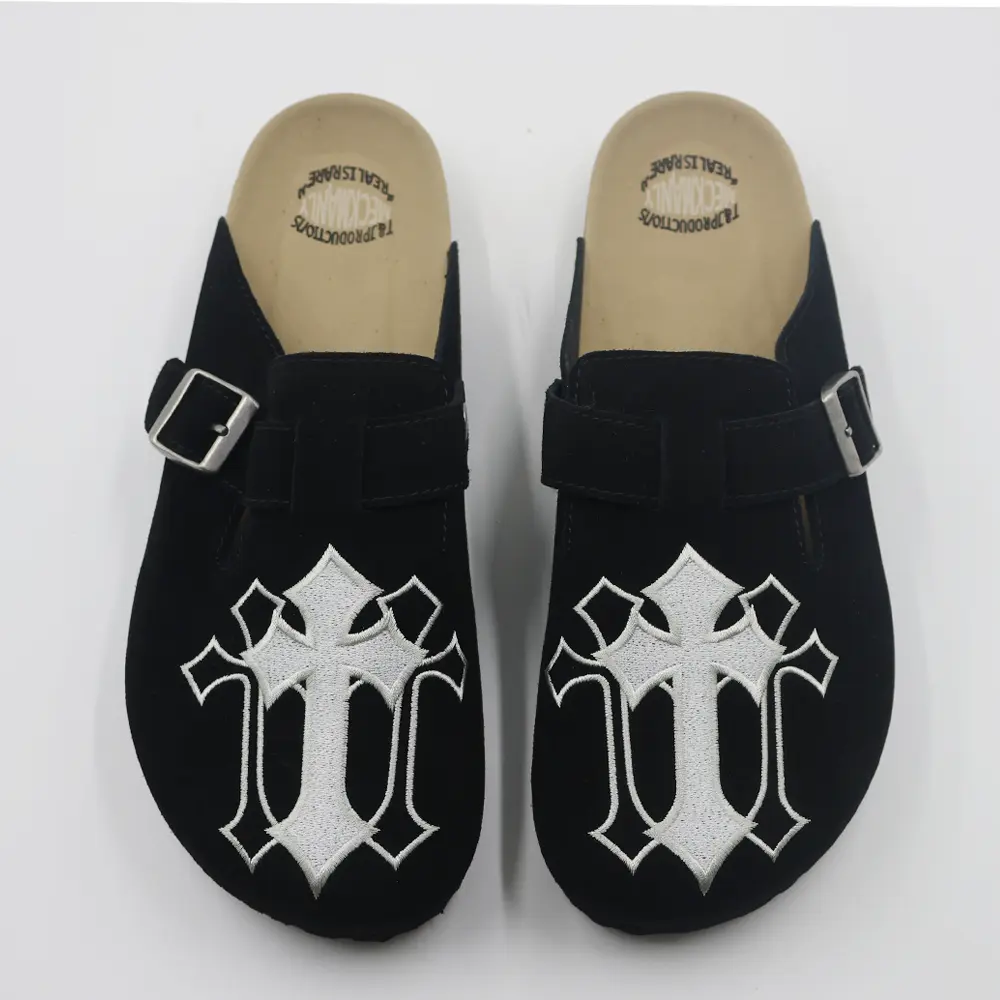 MECKMANLY Men's Clogs with Arch Support Cork Footed Mules Adjustable Metal Buckle EVA Sole for All-Season Comfort Closed-Toe Walking Shoes