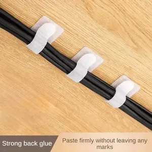 30 sets of home office wire organizer, hook and loop material, strong self-adhesive, detachable, leaving no residue, strong flexibility, reusable, white, durable, easy to install, essential for home office and desktop organizing tool