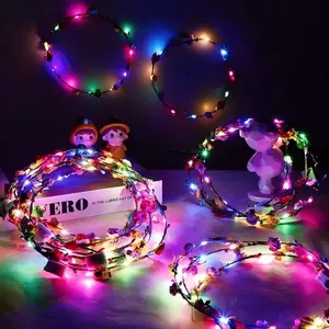 LED Flower Crown Headband for Girls Light Up Floral Hairband Glowing Party Favors Unique Gifts Under 30 Dollars Perfect for Birthday Wedding Festival Concert