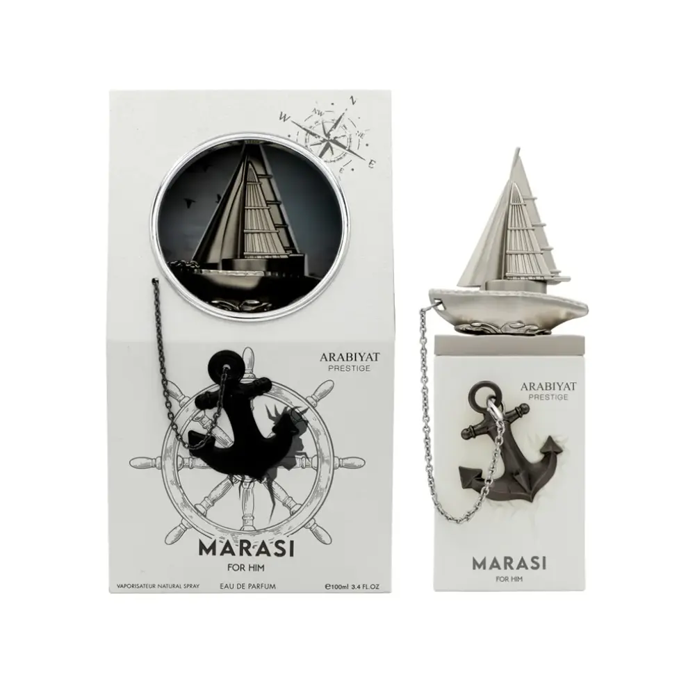 Arabiyat Prestige Marasi For Him Eau de Parfum 3.4 fl oz - Men's Oriental Spice Luxury Fragrance with Lavender, Mandarin, Frankincense, Patchouli, Jasmine - Long-Lasting Personal Care Scent