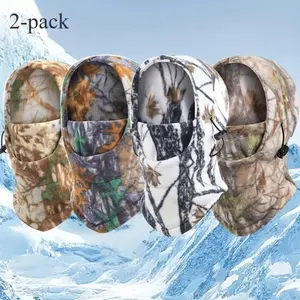 2026 New Arrival Outdoor Thermal 2-Piece Set – 2 Rock Camouflage Hats + Winter Face Mask, Ideal for Cycling Hiking Skiing Hunting
