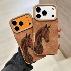 Creative Black Horse Pattern Phone Case, TPU Material + Leather, Anti-Slip, Anti-Drop, Dustproof, Suitable for iPhone 17/16/15/14/13/12/11 PRO PROMAX PLUS AIR XS XSMAX, Ideal Gift for Friends and Family, JTQBTP149