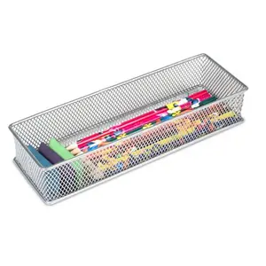 212 MAIN 12x3 Inch Steel Mesh Ventilated Desk Organiser Basket - Steel Wire Storage for Office Stationery, Room Organization Products
