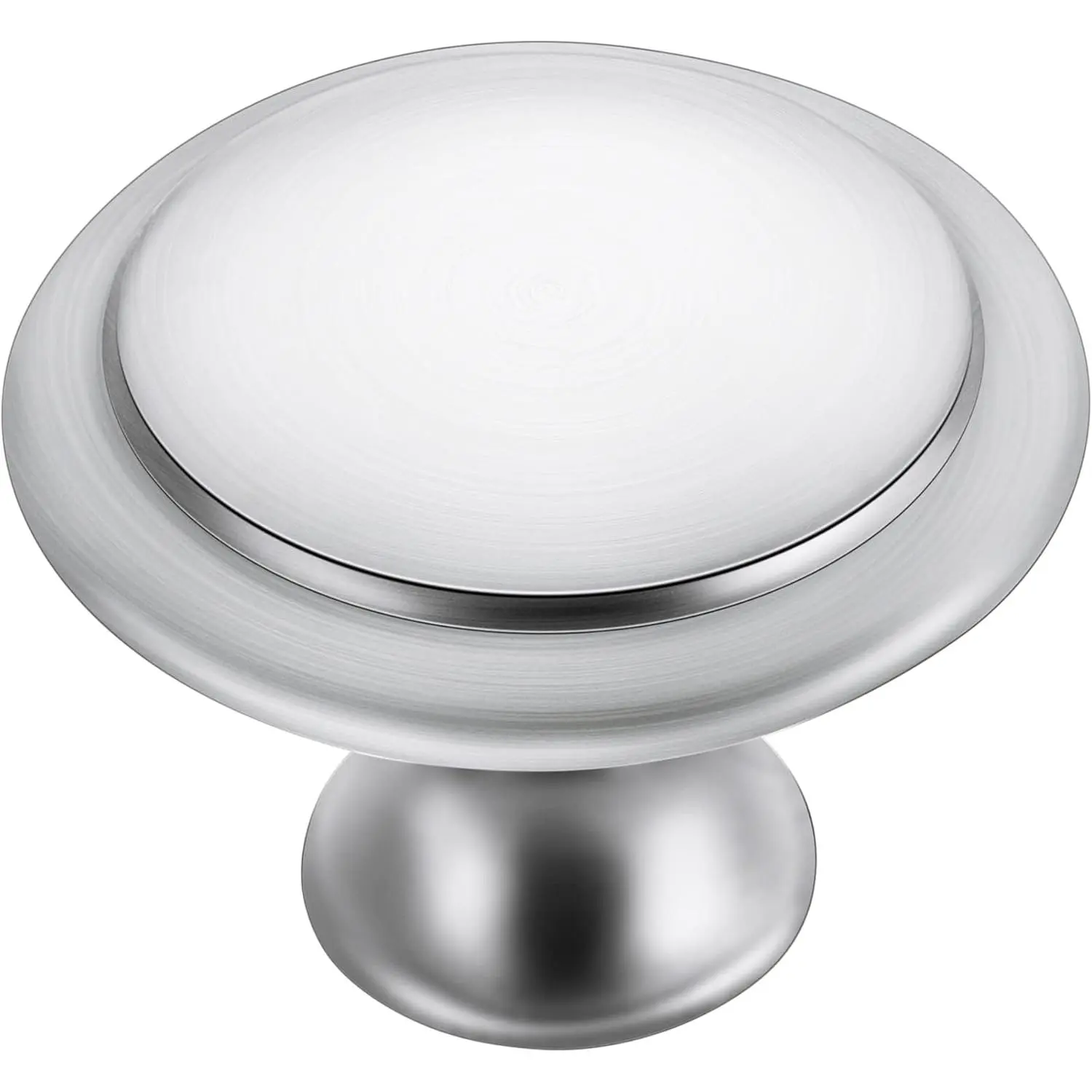 30-Pack Brushed Nickel Kitchen Cabinet Knobs, 1-1/4 Inch Diameter Round Rustic Farmhouse Drawer Pulls, Satin Nickel Synthetic Stainless Steel Door Hardware for Dressers