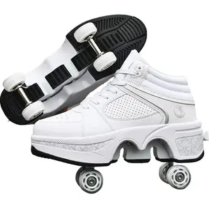 Yousulun Multi-functional Roller Skates, Deformation Roller Skate Shoes for Women and Men, 2-in-1 Roller Skates Sneakers with Retractable Wheels, Indoor Outdoor Roller Shoes