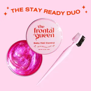 The Frontal Queen Stay Ready Duo | Edge Control Kit with Baby Hair Control 100g & Le Swoop Edge Brush | Lay Baby Hairs, Smooth Flyaways, Create Sleek Ponytails, Buns & Wig Styles with Long-Lasting Hold
