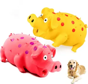 Squeaky Pig Dog Toys, 2 Pack Grunting Pig Dog Toy That Oinks Grunts for Small Medium Large Dogs, Durable Rubber Pig Squeaker Dog Puppy Chew Toys, Latex... Indestructible Tough plush