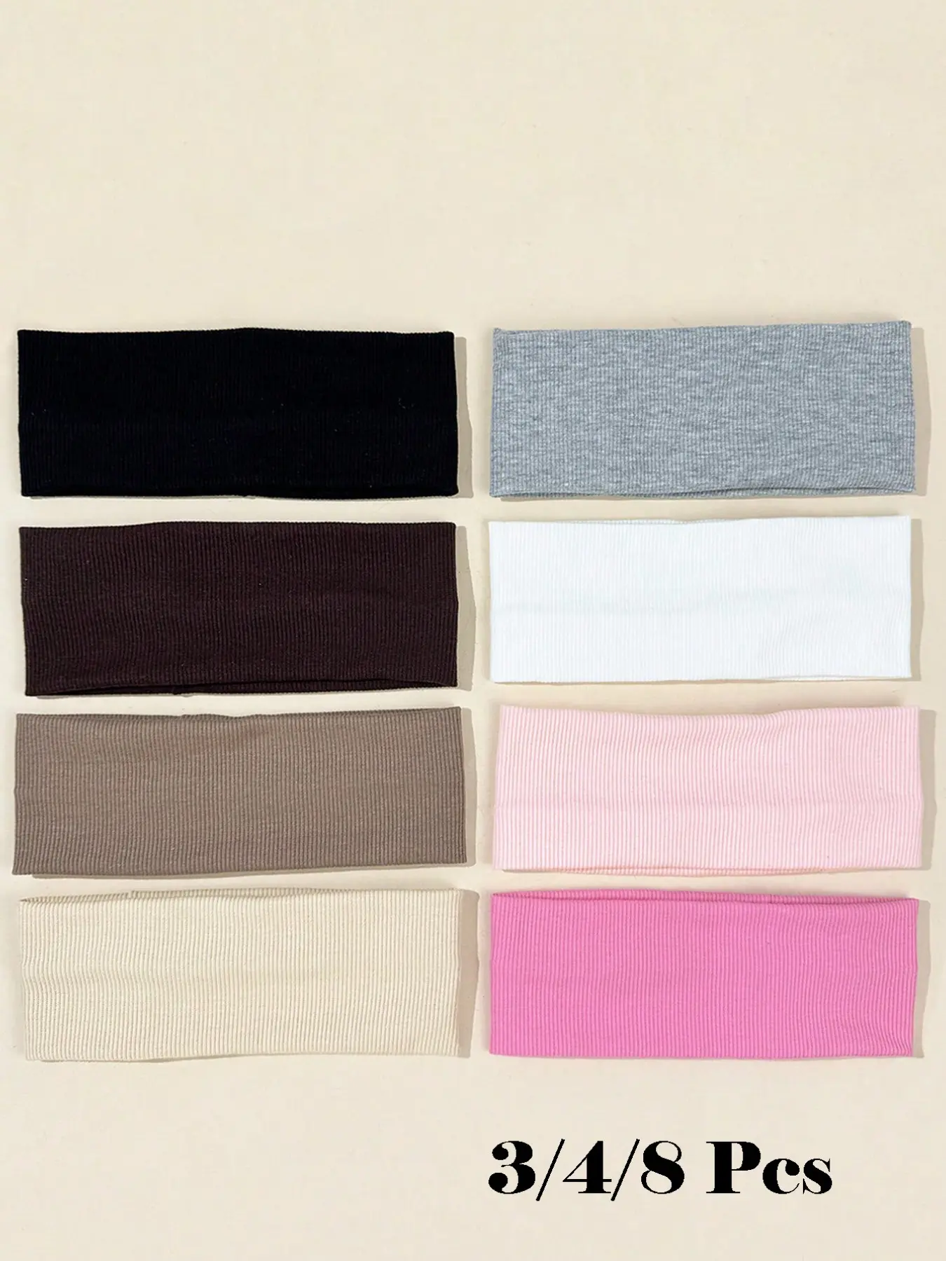 8pcs Solid Color Breathable Moisture-Wicking Sports Headbands, Suitable for Gym, Running and Daily Wear, Sweat-Absorbing Hairbands, Elastic Headbands, Training Fitness Sweatbands, Workout Headband