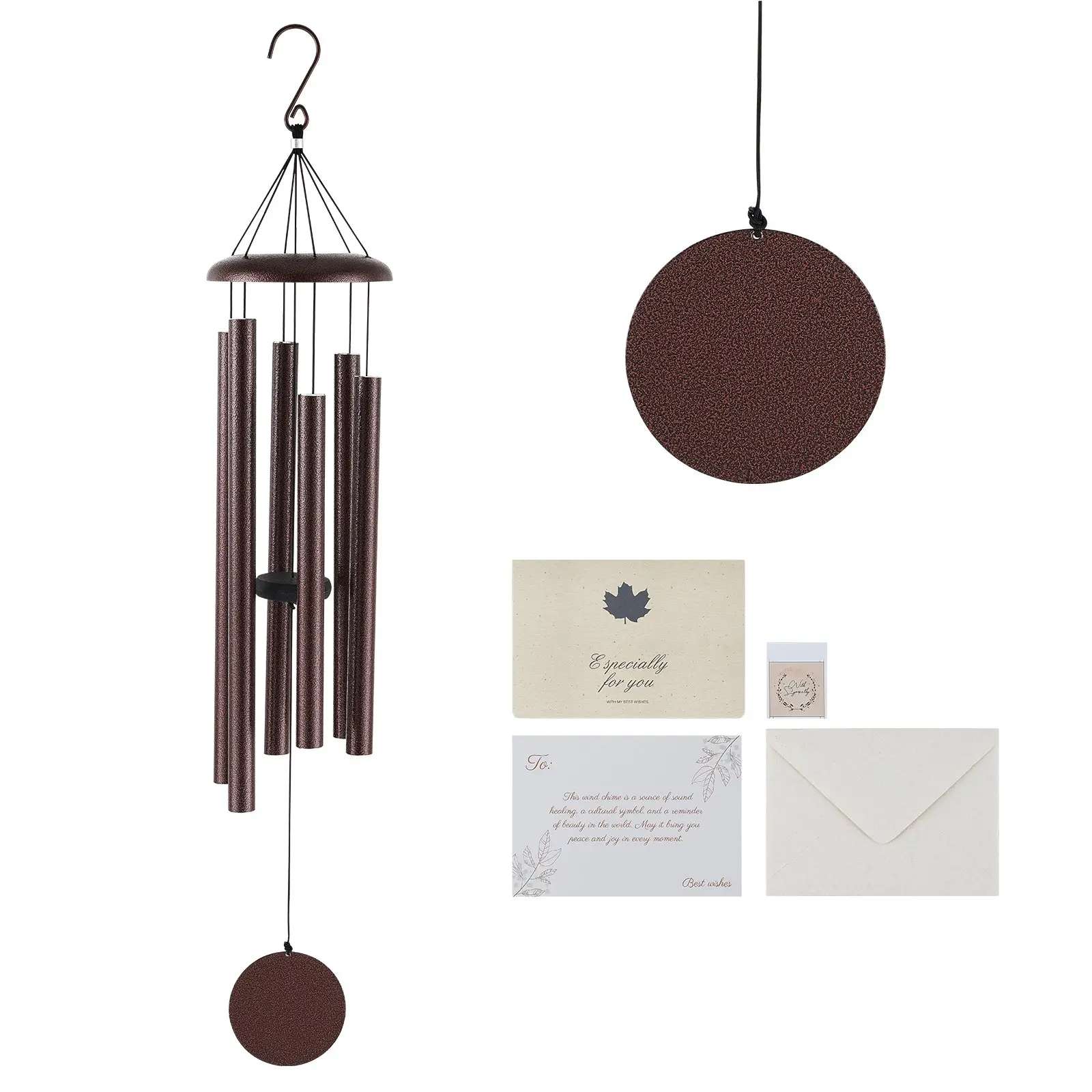 【Summerfinds】VEVOR Wind Chime for Outside45-Inch Aluminum Memorial Deep Tone Chime with HookBronze FinishDurable & Hangable Home/Garden Decor for Summer Vibes, Outdoor Decor, Backyard Decor