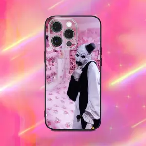 Horror Art the Clown Funny Phone Case For iPhone 17 Air 16,15,14,13,12,11,Pro,Max,Plus,Soft Silicone Black Case