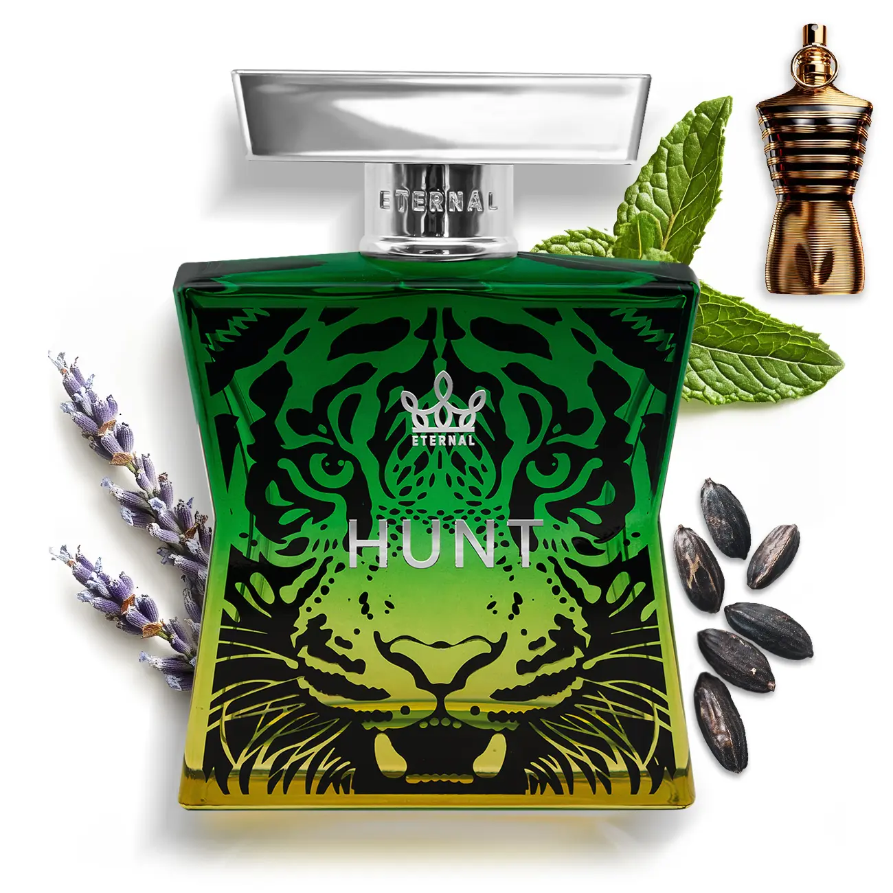 Eternal Hunt - Inspired by Iconic Ambery Male Elixir - 3.4 oz (100ml) - EDP - Long-lasting - Vegan - Clean Ingredients - Cologne for Men - 2000 sprays per bottle