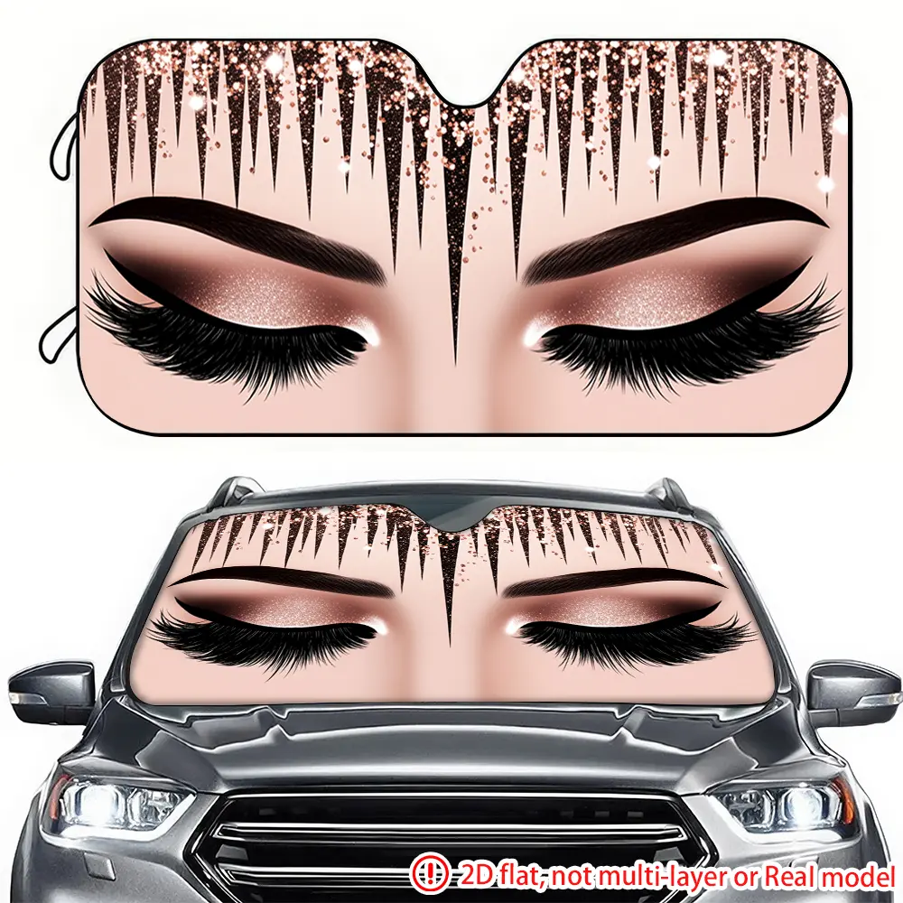 1pc beauty and eye makeup design pattern 2D high-definition printing for car sunshades, effectively blocking sunlight for car sunshades, suitable for RVs SUV、 General Motors windshield decoration Window Shade Car Sun Shades For Car Windows