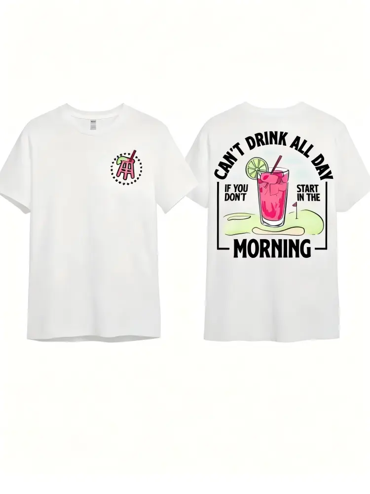 Cant Drink All Day If You Dont Start In The Morning T-Shirt, Cotton Crewneck Shirt for Men and Women, Gift for Him or Her Menswear Tshirt Streetwear Hoodie Top graphic tees ivan cornejo merch men gifts graphic tee shirts men 90s graphic tees Casual Fabric