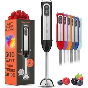 Powerful Immersion Blender, Electric Hand Blender 500 Watt with Turbo Mode, Detachable Base. Handheld Kitchen Gadget Blender Stick for Soup, Smoothie, Puree, Baby Food, 304 Stainless Steel Blades