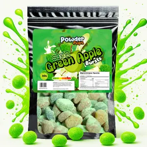 PowderPops - Sour Green Apple Gusher Bursts 6OZ - Viral Candy - Sour & Sweet Fruit Snack