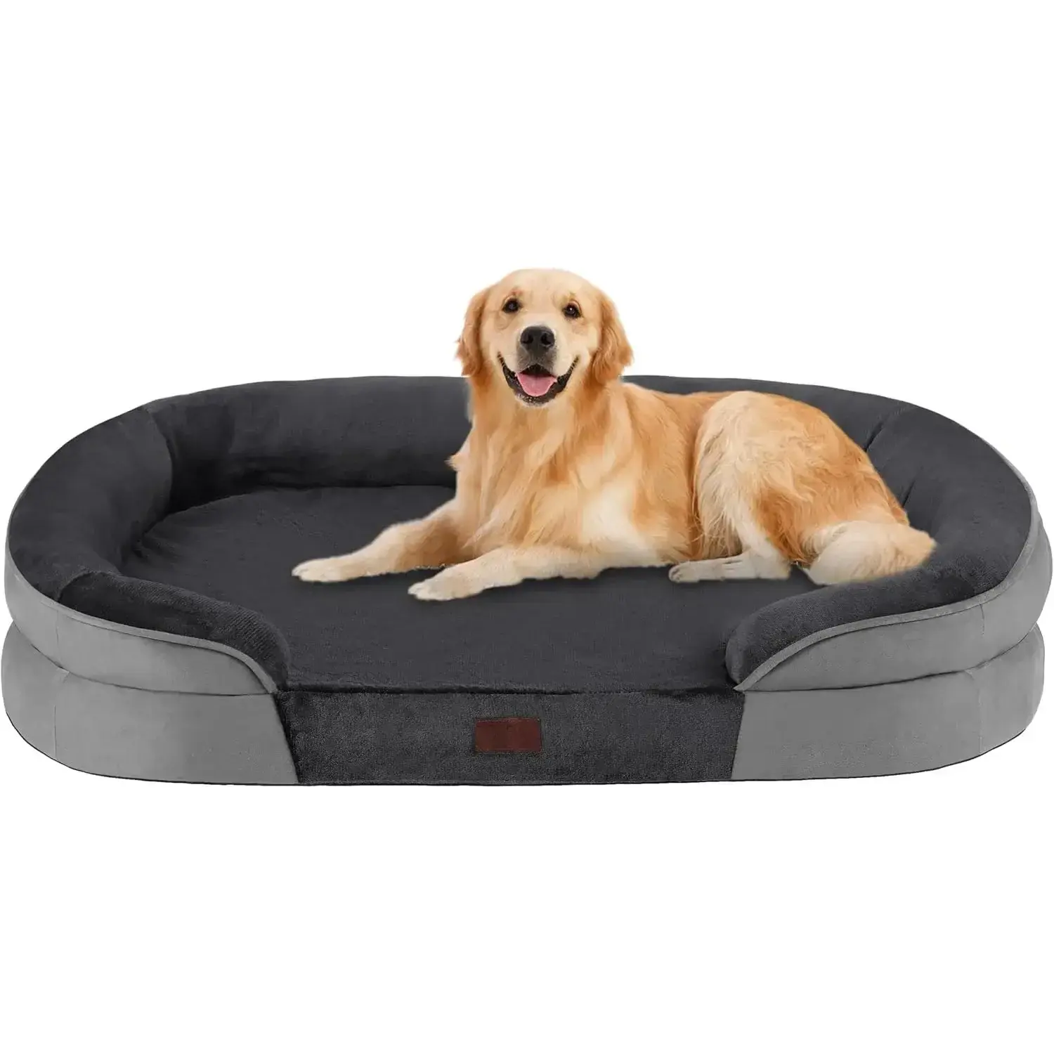 Orthopedic Dog Bed for Large Dogs with Gel Memory Foam, Waterproof Dog Sofa, Washable Pet Bed with Four Sided Bolster Cushion, Removable Cover & Non-Slip Bottom, 42", Dark Gray