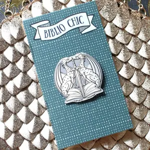 Bronze Dragon Book Sword Pin