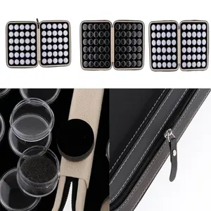 60 Pieces Diamonds Mini Display Box Gemst Storage Case with Portable PU Leather Carrying Case Organiser Dual Purpose