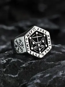 Vintage Letter Design Viking Ring,  Stainless Steel Jewelry for Party, Daily Clothing Decor, Trendy All-match & Exquisite Jewelry for Birthday Gift, Vintage Rings