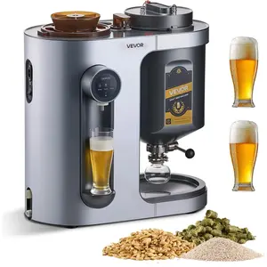 Father's Day Gift VEVOR Automatic Home Beer Brewer, 3.43 Gal All-in-One Home Brew Machine, 1500W Power Electric Beer Maker Machine with Mash Boil Device, 304 Stainless Steel Inner Tank, Auto Temp & Pressure Control