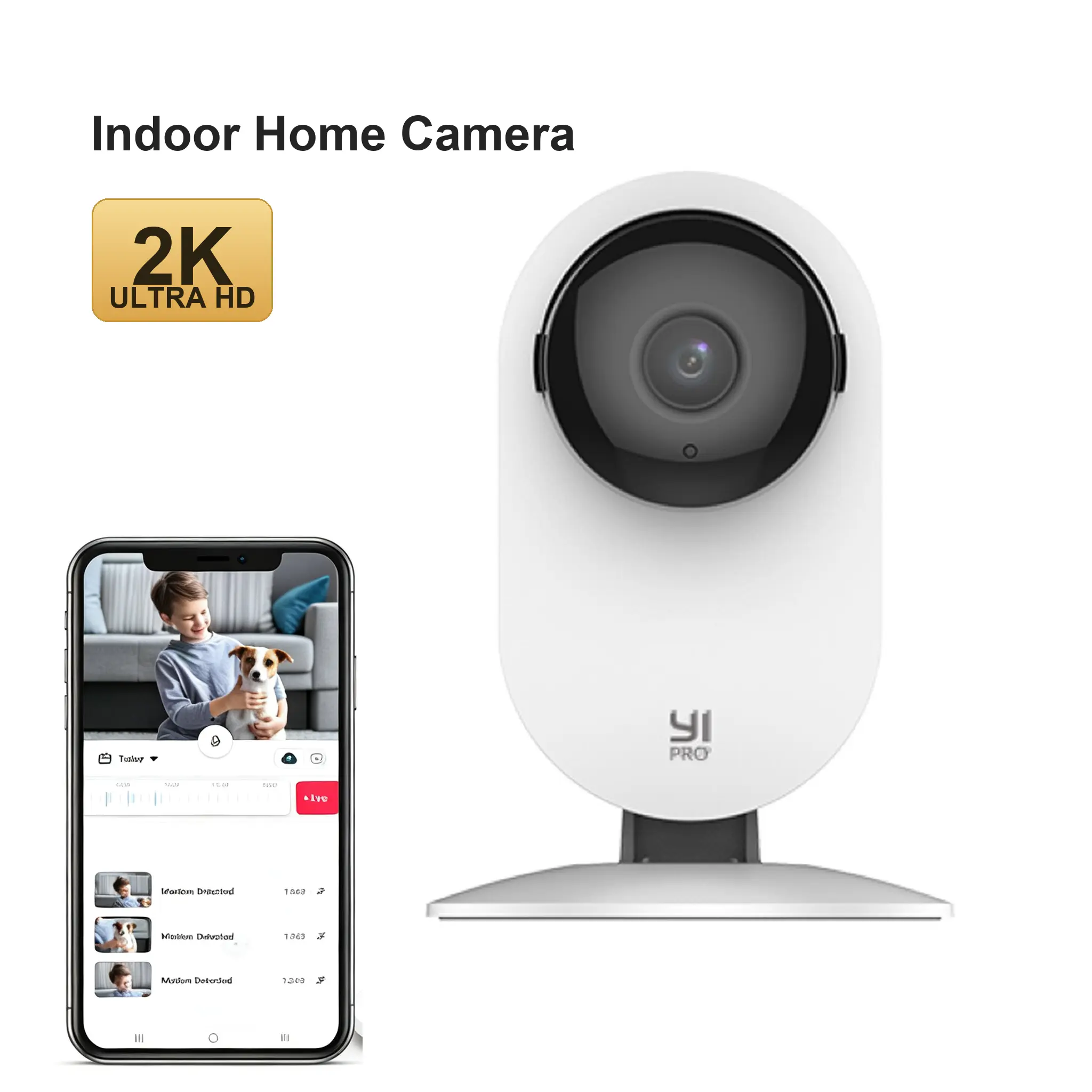 YI 2K 3MP Indoor Security Camera, 180° Flip Lens, Flexible Mount Anywhere, Color Night Vision, AI Motion Detection, 2.4GHz WiFi, 2-Way Audio, Compatible with Alexa & Google Assistant -1PC