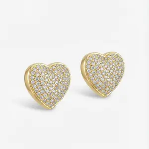 Everyday Trendy Heart Earrings Hypoallergenic Copper Plated Micro-Paved Zircon Gold Silver Versatile for Daily Casual Looks Exquisite Jewelry Box Included EverydayJewelry VersatileEarrings HypoallergenicDailyWear CasualChic JewelryGiftBox