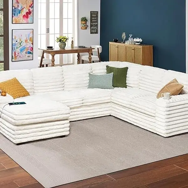 Faux Fur White Sofa